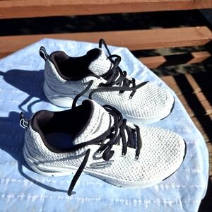 Skechers Womens White and Black Sneakers